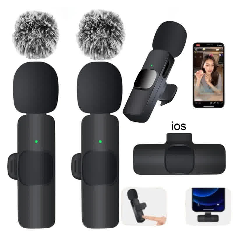 Set de Micrófonos Inalámbricos Profesionales + Luz Selfie LED GRATIS🎤🚀