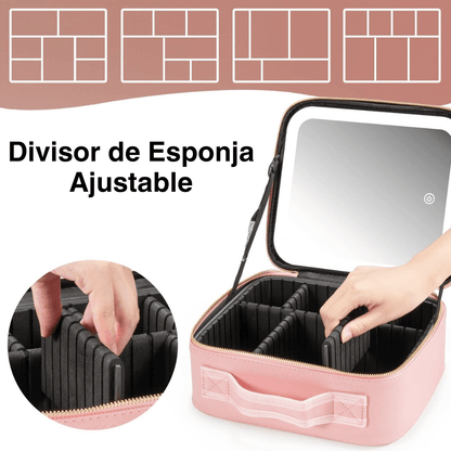 Bolso Portátil de Maquillaje con Espejo LED